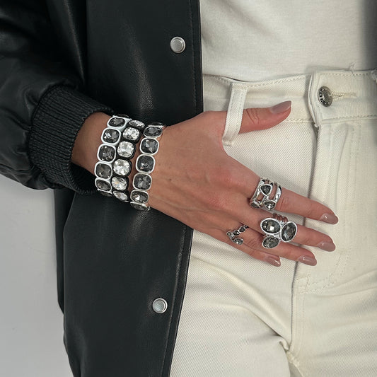 Light Luxury Inlaid Acrylic Diamond Trendy Ring