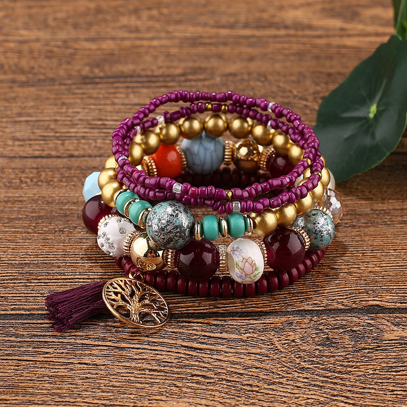 Bohemian Beaded Tassel Tree Of Life Bracelets