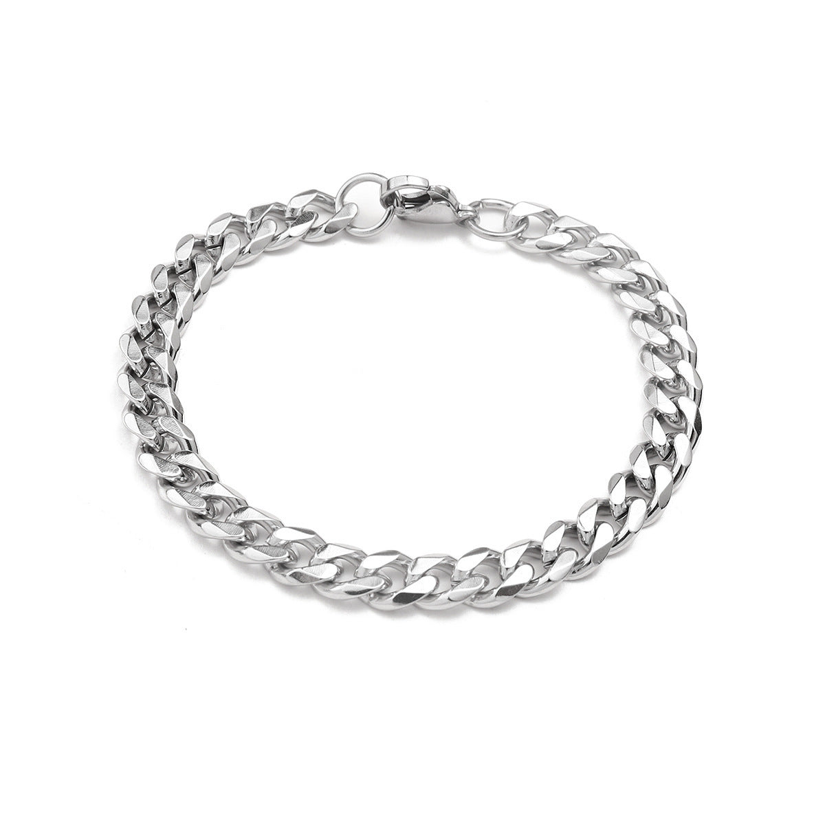 Women's & Men's Steel Hip Hop Cuban Link Chain Six-sided Grinding High Street Bracelet