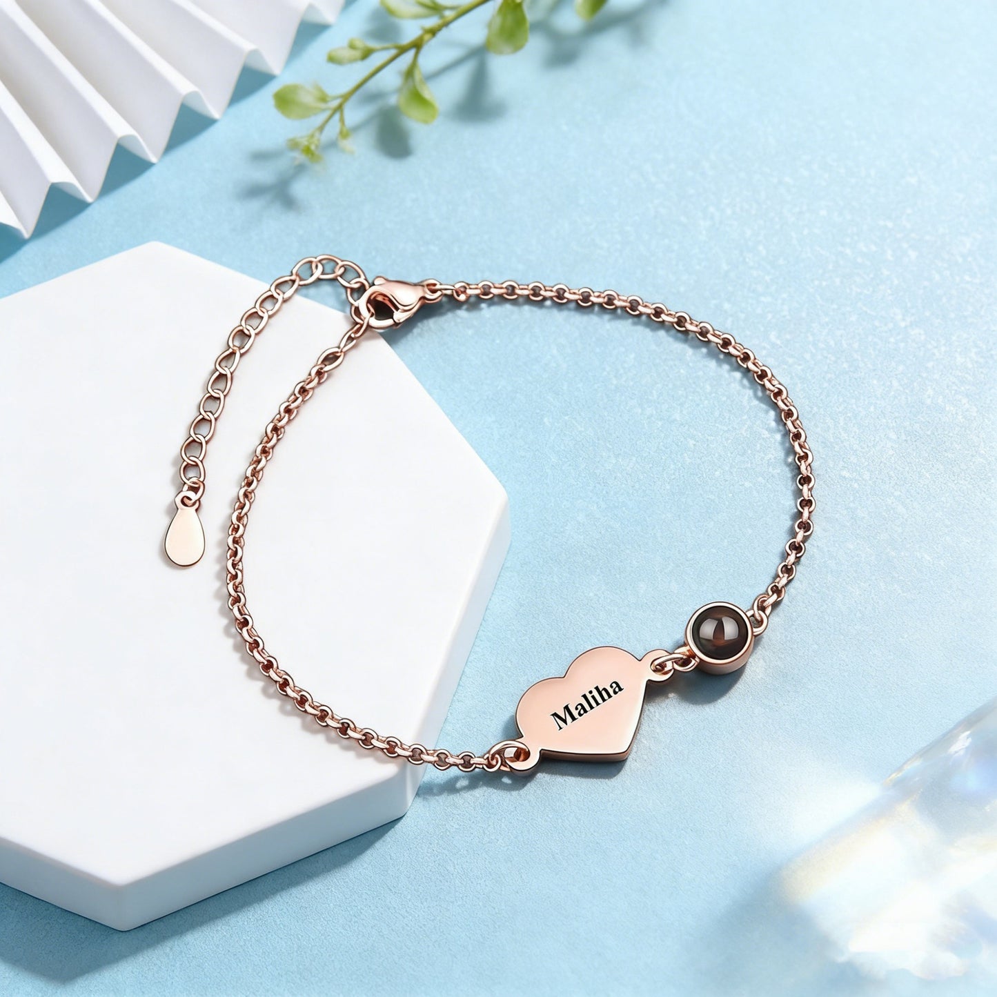 Steel Simple Fashion Love Laser Sculpture Projection Custom Bracelet