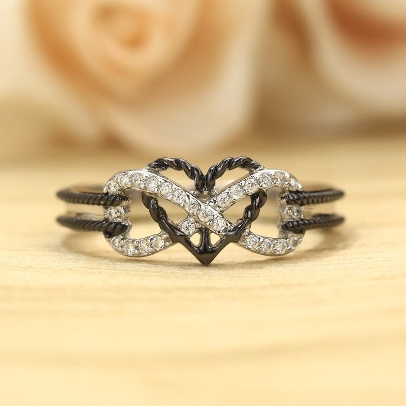 Women's Creative Fashion Pass Pattern Love Heart-shaped Simple Micro Inlaid Ring