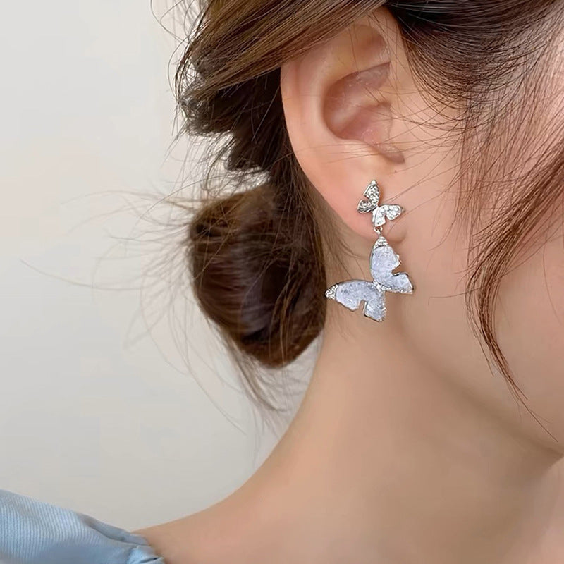 Blue Gradient Crystal Butterfly Unique Design Size Rings