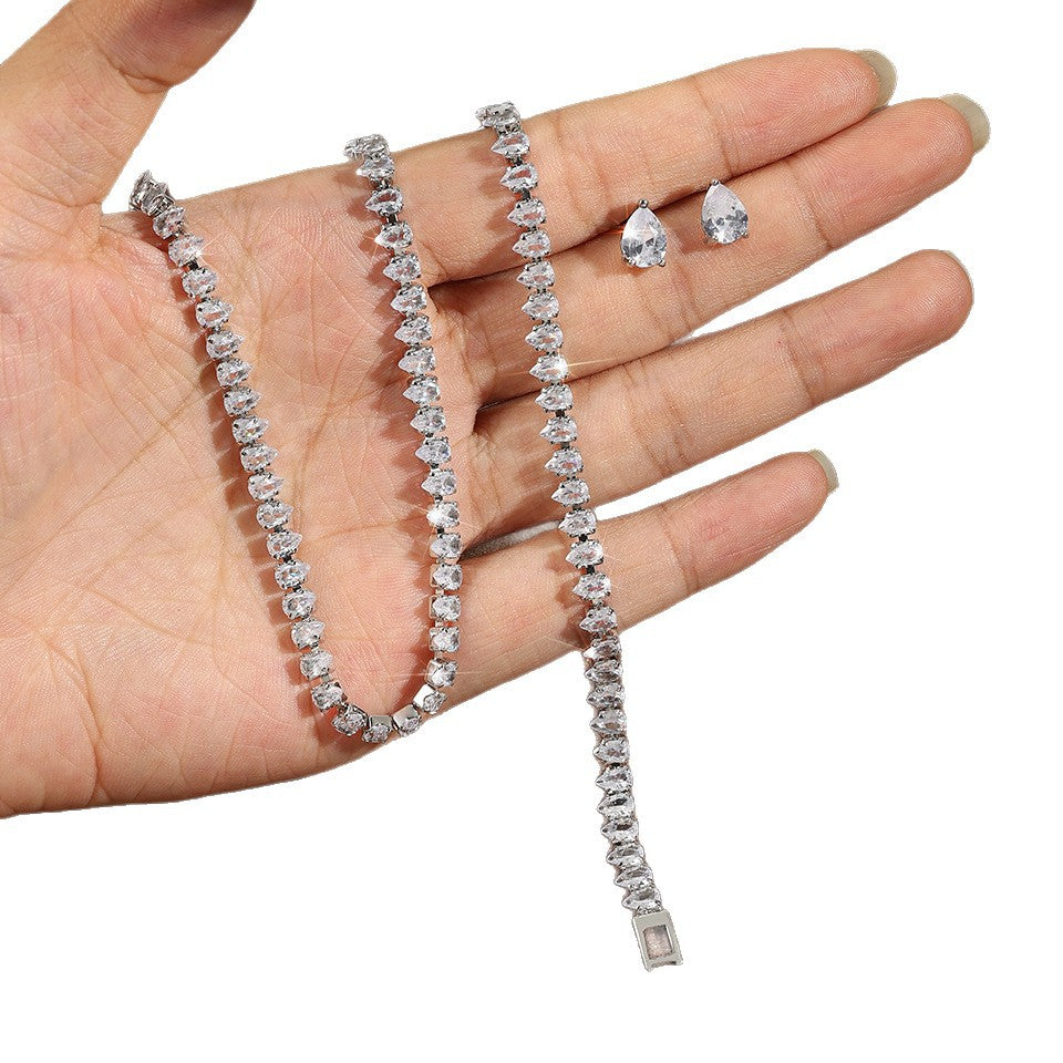 Simple Noble Zircon Bridal Elegant Outfit Jewelry Set