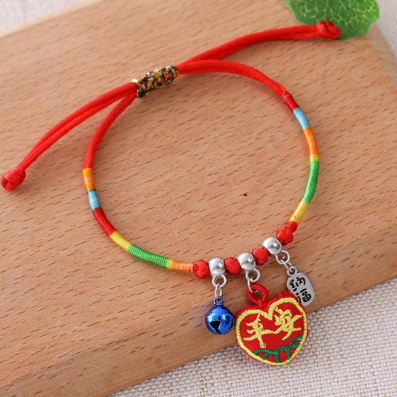 Children's Colorful Rope Hand-woven Blessing Naji Embroidery Tiger Head Gourd Small Bracelet