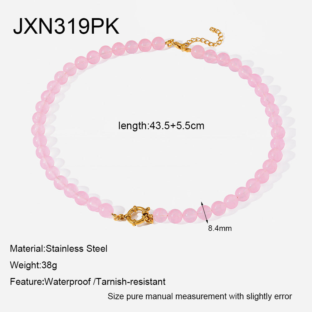 Women's Fresh Rainbow Cat Eye Glass Gold-plated Stainless Steel Summer Dopamine Necklaces