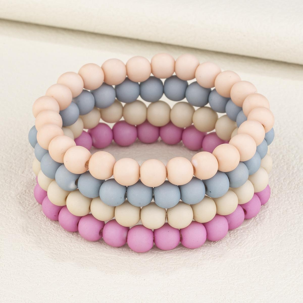 Fashion Simple Gradient Color Acrylic Beaded Bracelets