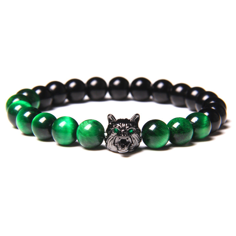 Men's Natural Water Sticky Beads Inlaid Zircon Wolf Bracelets