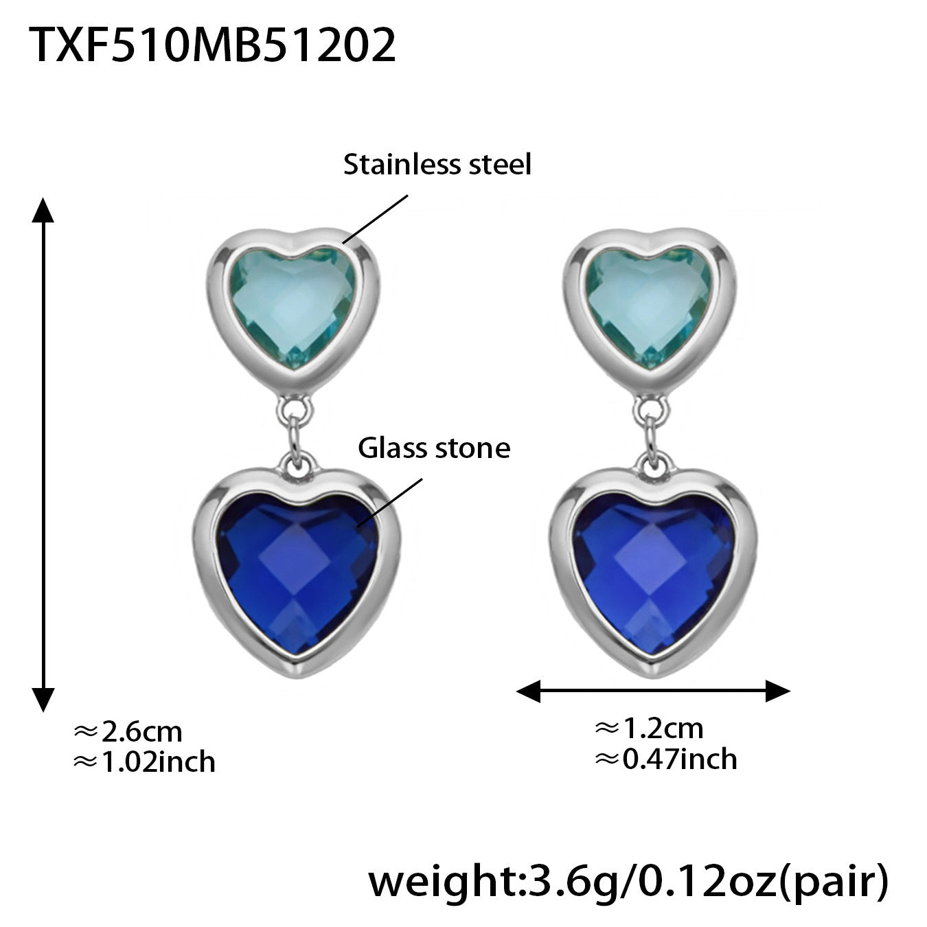 Cut Candy Color Heart-shaped Glass Stone Fashion Exquisite Stainless Rings