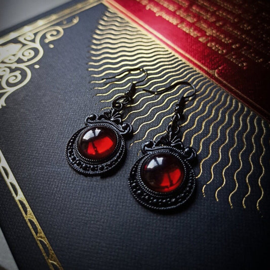 Vintage Ruby Personality Fashion Witch Mirror Earrings