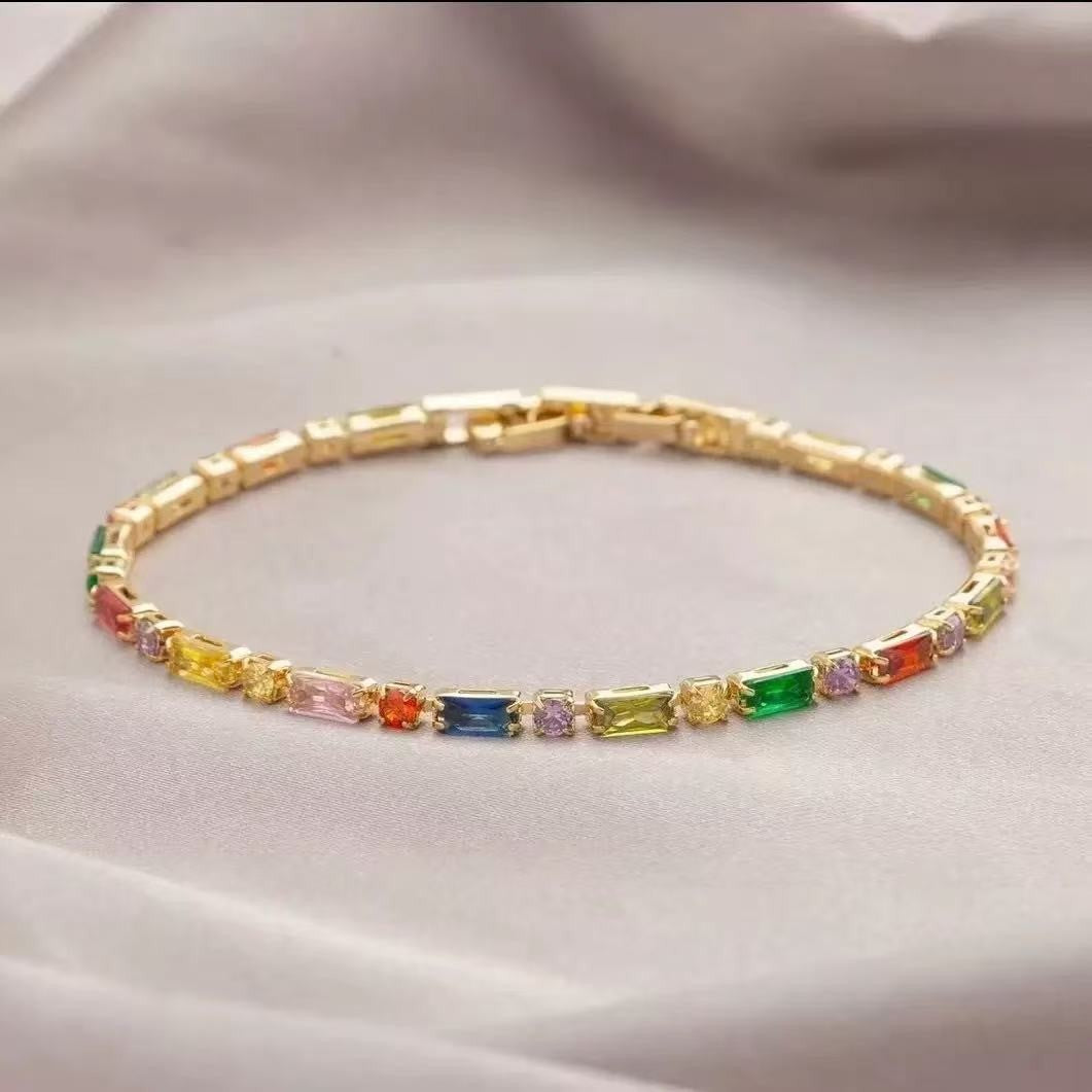 Women's Copper Plated Real Gold Zirconium Candy Bracelet