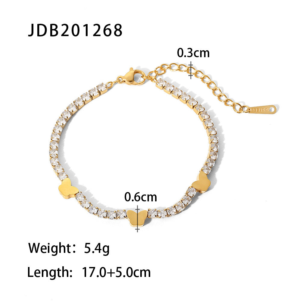 Women's Titanium Steel Gold Stainless Inlaid Zircon Bracelets