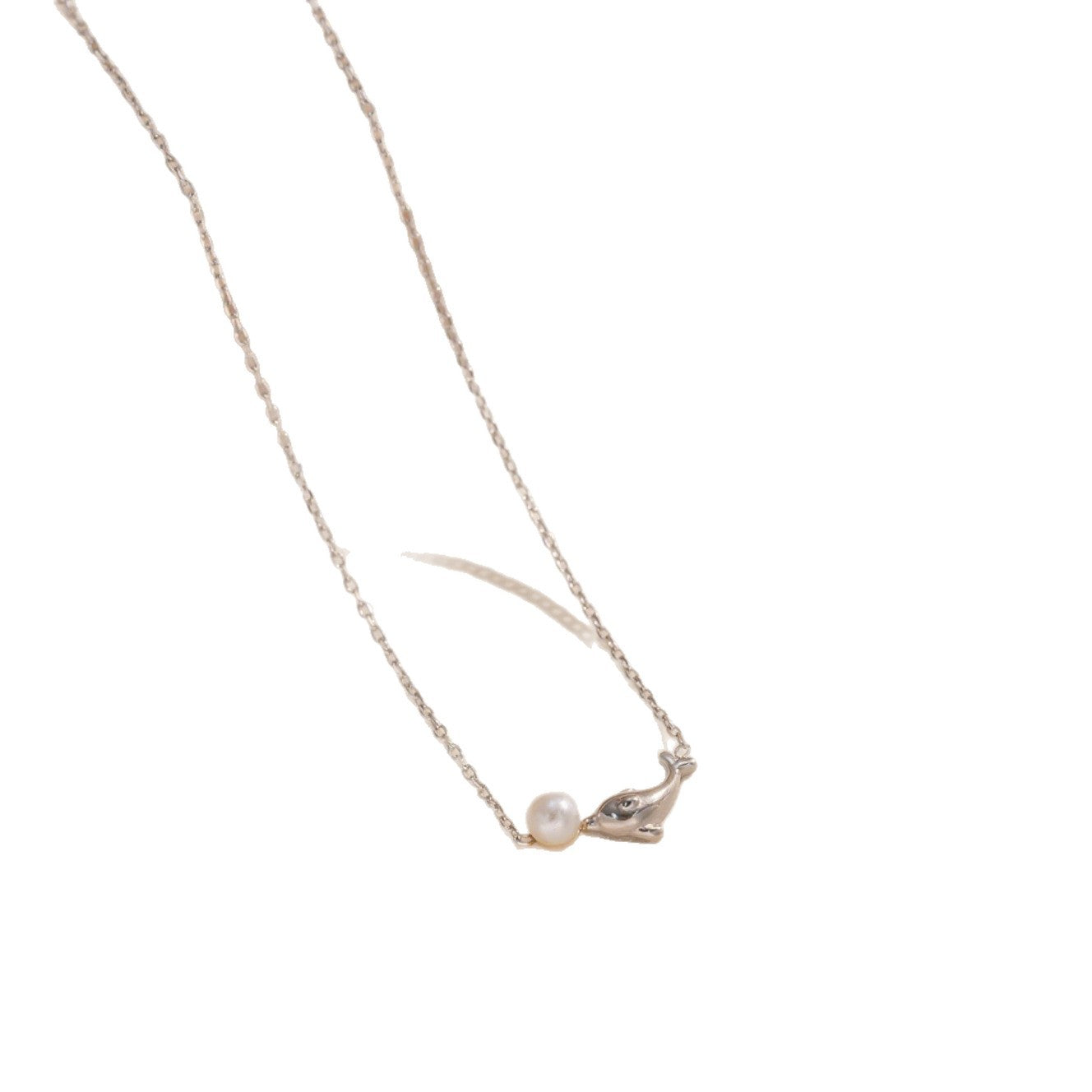 Little Dolphin Pearl Mini Whale Titanium Steel Female Niche Necklace