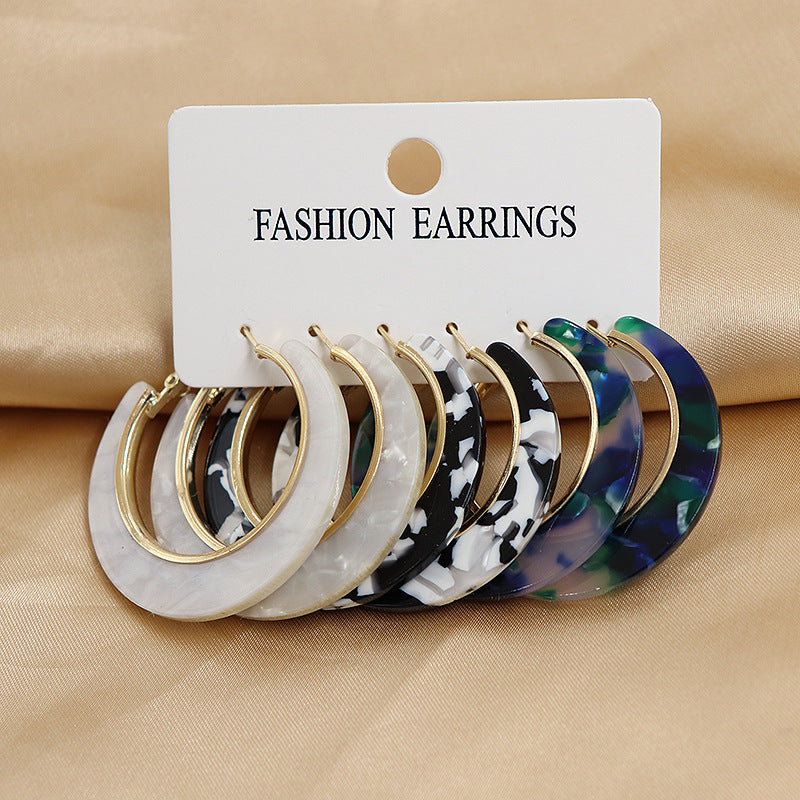 Cellulose Acetate Sheet Shaped Round Female Exaggerated Face Small Earrings