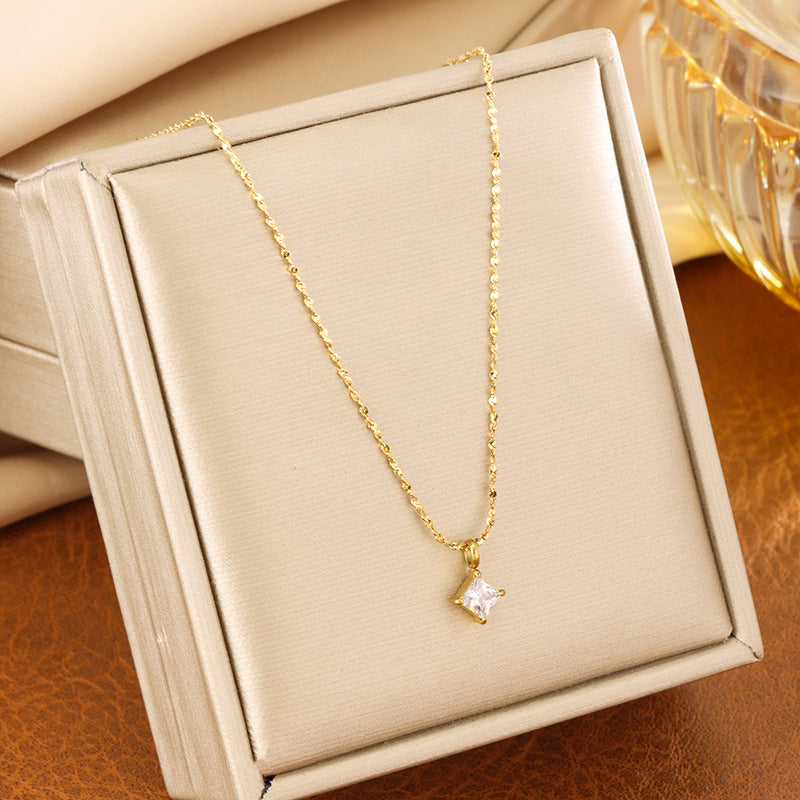 Zircon Clavicle Chain Female Titanium Steel Gold Plated Niche Design Necklaces