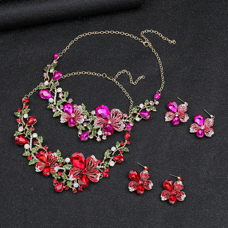 Two-piece Colorful Flower Bridal Retro Advanced Design Necklaces