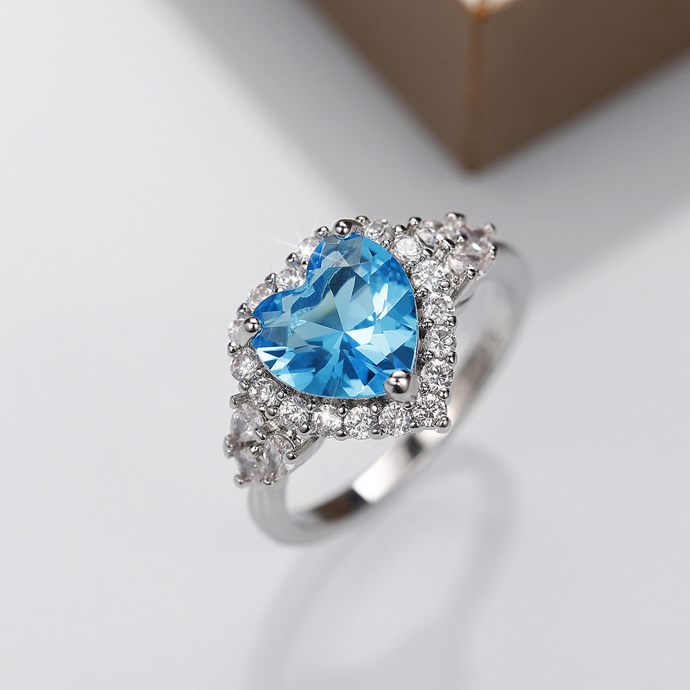 Women's Stream Trend Topaz Blue Zircon Ocean Jewelry Set