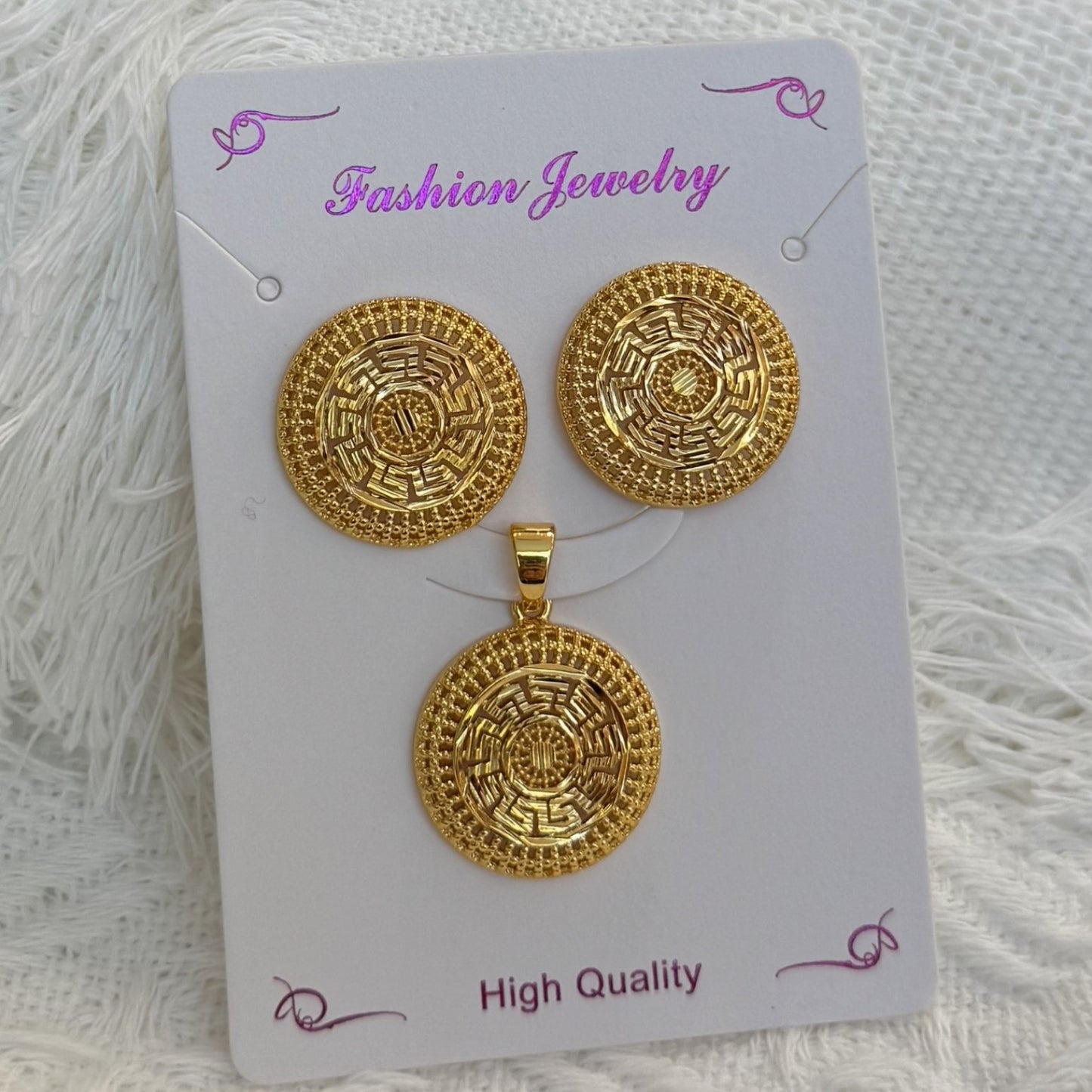 Love Heart Flowers Ear Baroque Gold Fashion Jewelry Set