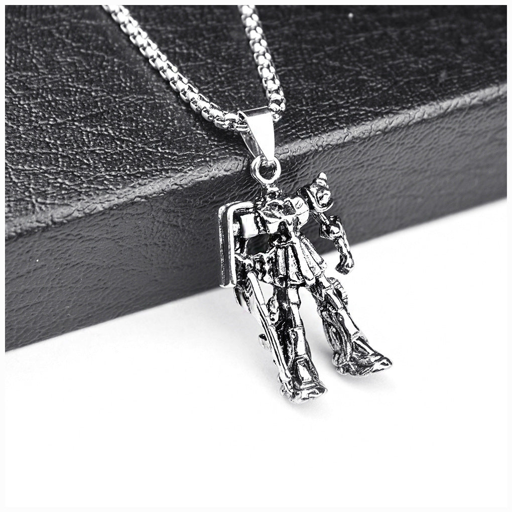 Men's Stainless Steel Vintage Transformers Robot Titanium Necklace