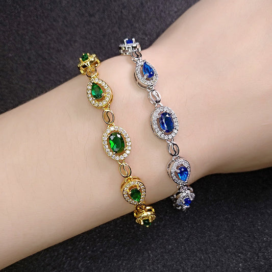 Women's Low Luxury White Gold Plated Sapphire Bracelets