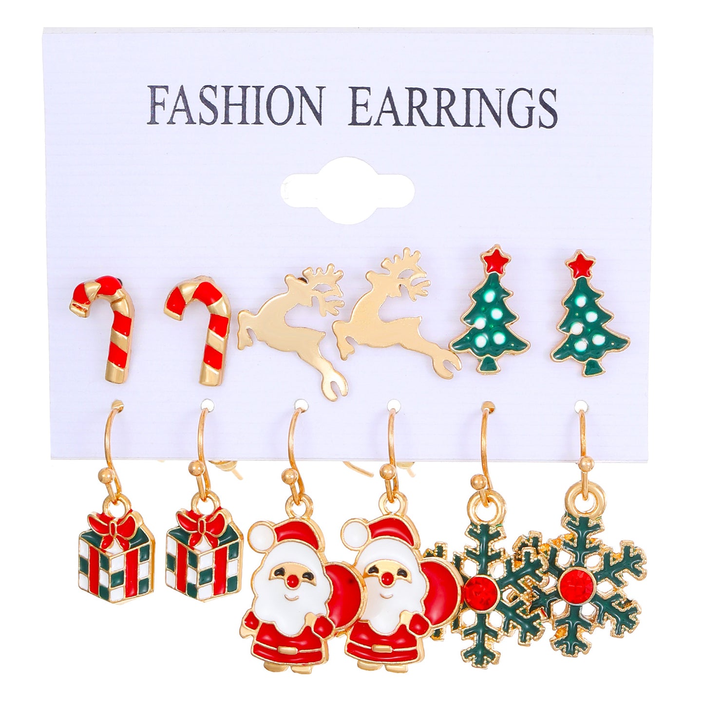 Women's Christmas Suit Drop Oil Jingling Bell Elk Tree Earings Earrings