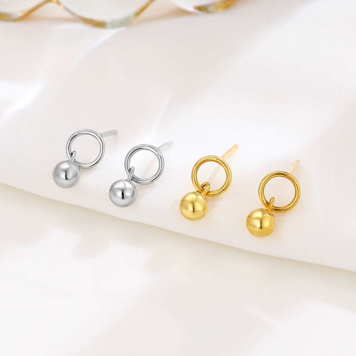 Sterling Sier Temperamental Simple Circle Ball Earrings