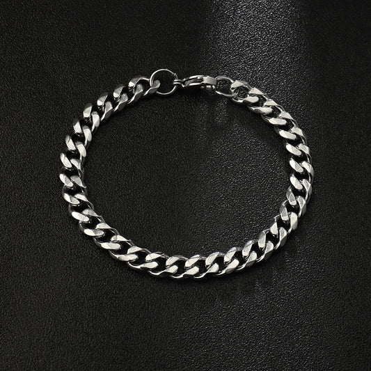 Women's & Men's Steel Hip Hop Cuban Link Chain Six-sided Grinding High Street Bracelet