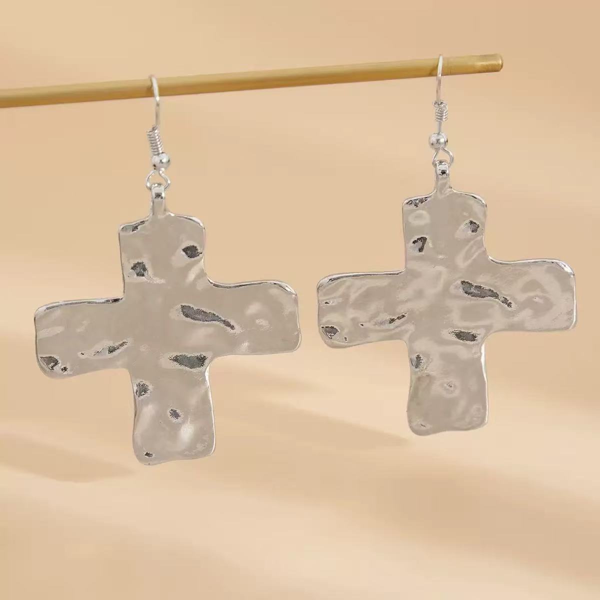 Creative Exaggerated Personalized Cross Geometric Metal Earrings