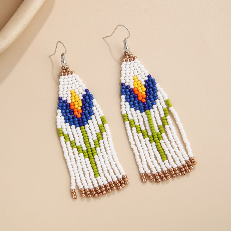 Women's Floral Tassel For Niche Personality Bohemian Rings