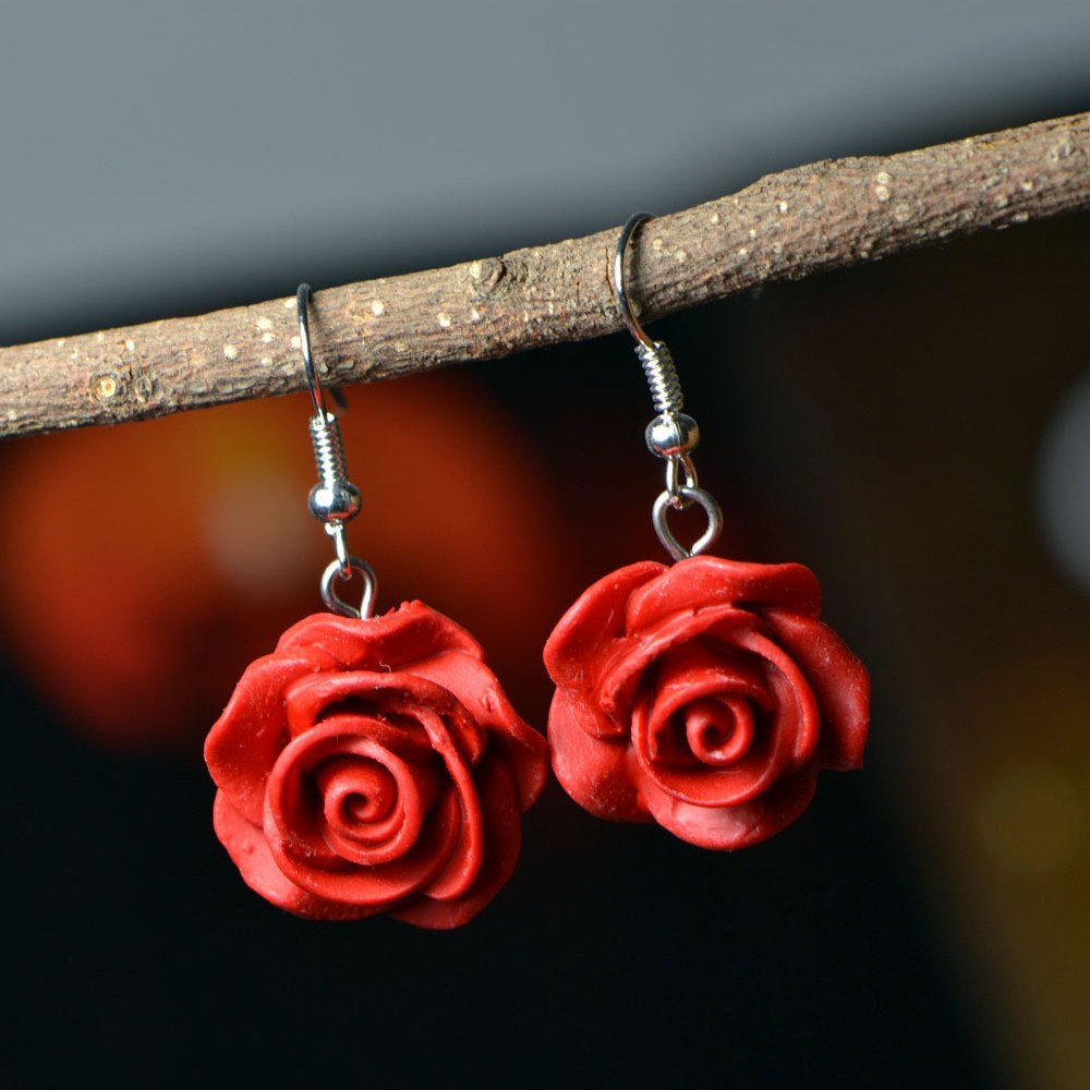 Ethnic Style Rose Female Bride Wedding Earrings