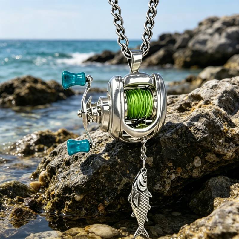 Men's Fishing Line Wheel Personalized Fashion Hip Necklace
