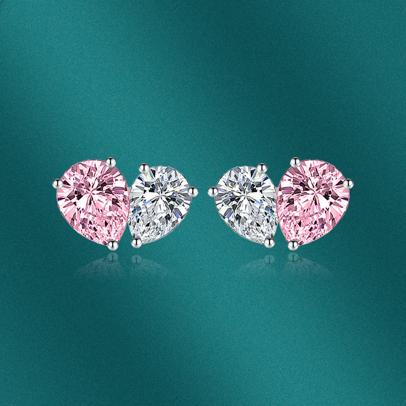 Women's Korean Style Sweet Cool Pink Heart-shaped Earrings