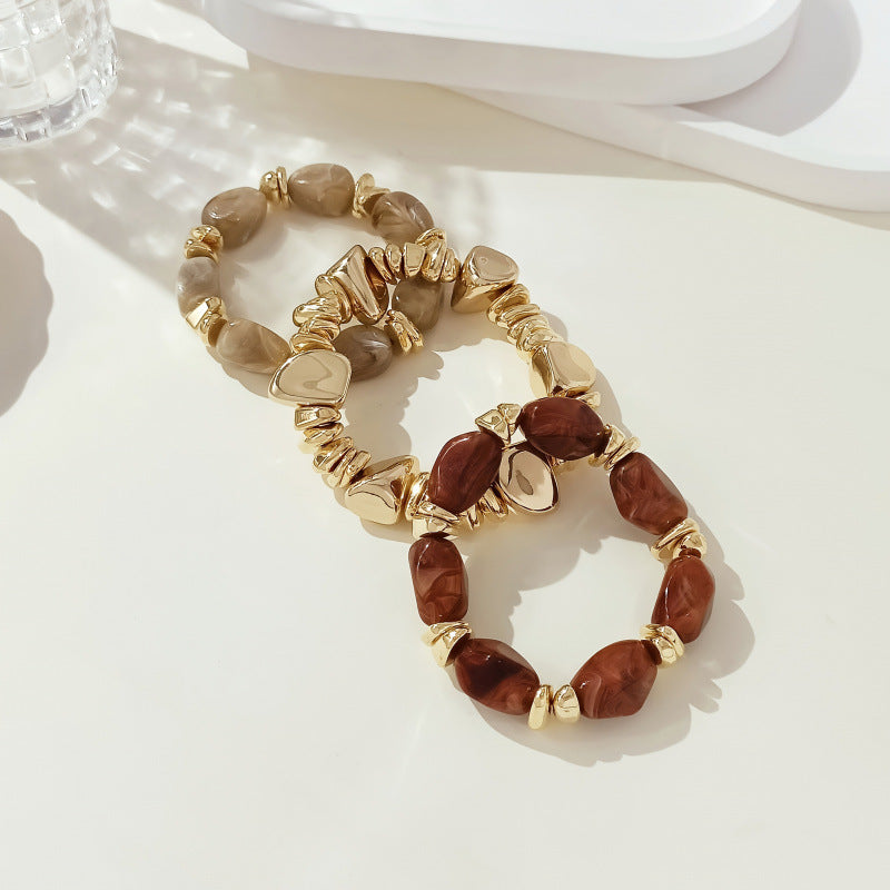 Bohemian Natural Stone Imitated Acrylic Irregular Bracelet