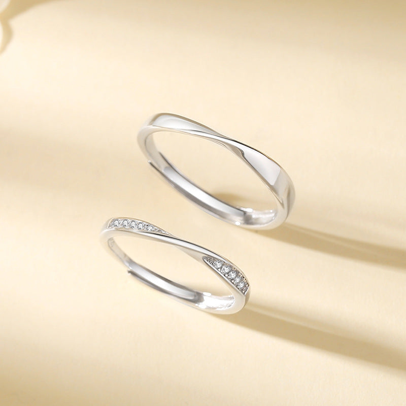 Women's & Men's & Mobius Strip Couple Sterling Sier Rings