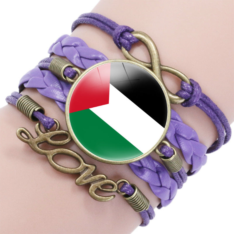 Bracelets infinis en pierre de temps à motif de drapeau palestinien