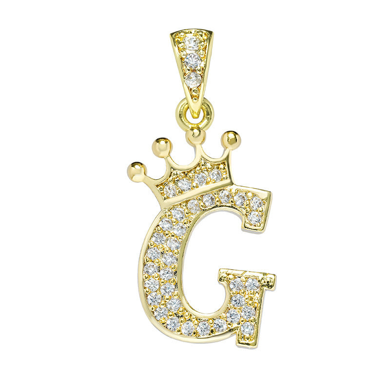 English Letters Full Diamond Pendant Simple Necklaces