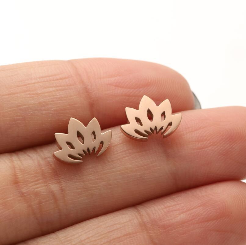 Steel Lotus Core Pattern Chinese Style Ear Stud Earrings