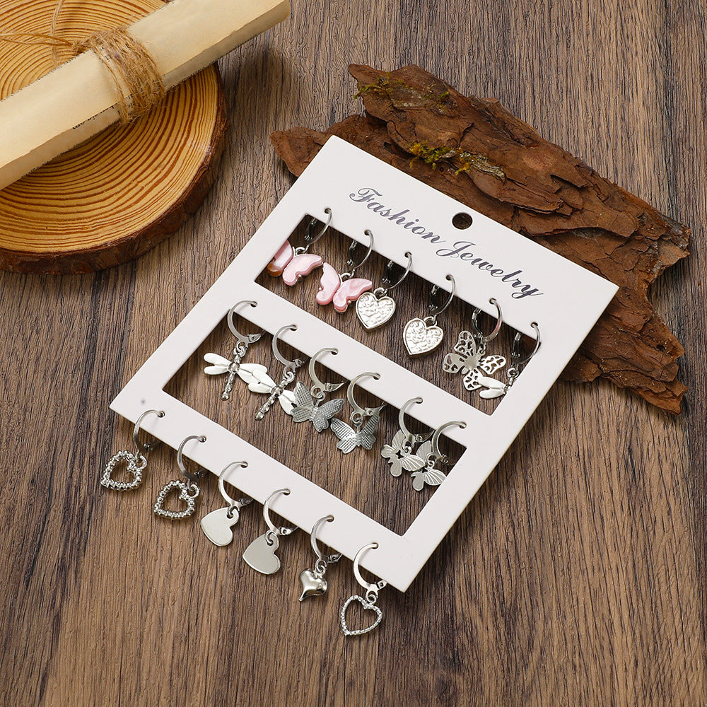 Simple Hollow Butterfly Ear Clip Set Earrings