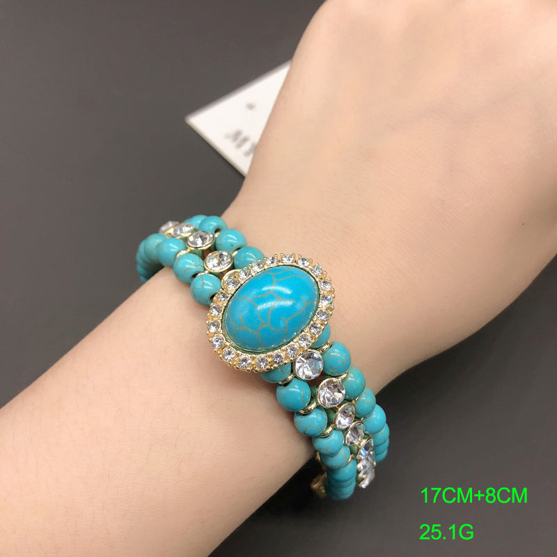Women's Western Retro Mabe Pearl Ear Clip Hepburn Style Cheongsam Formal Jewelry Set