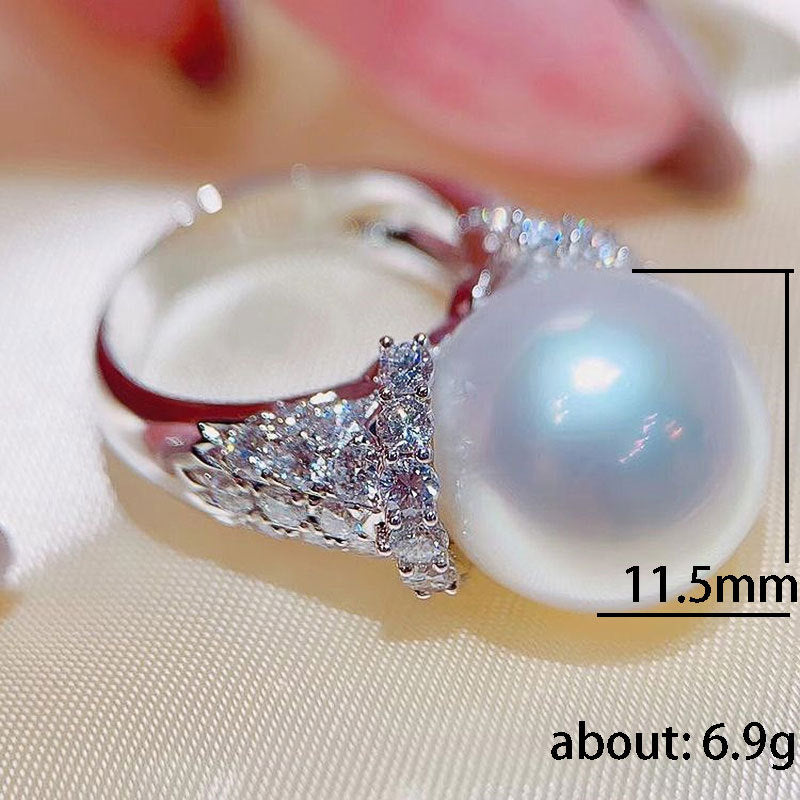 Women's Vintage Imitation Pearl Oversized Luxury Engagement Rings