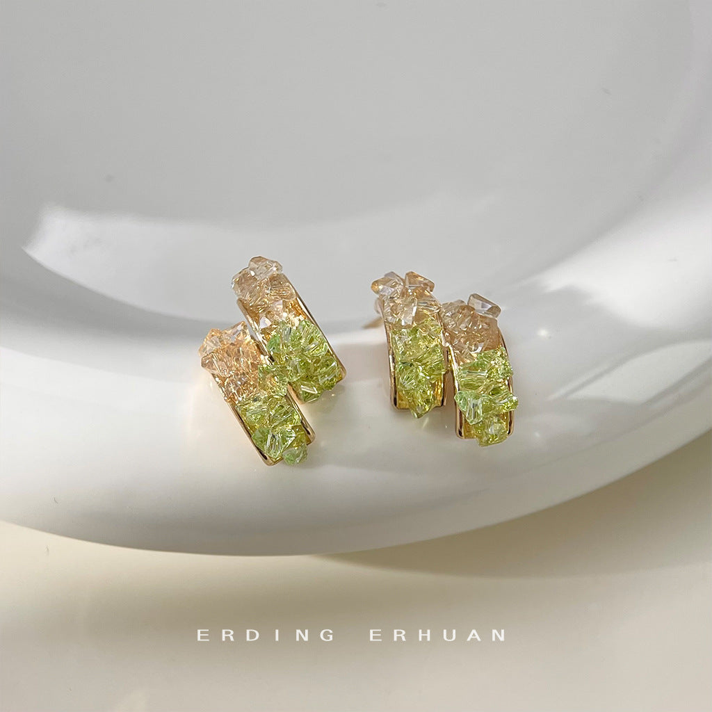 Women's Crystal Hand-made Design Sier-plated Needle Plated Stud Earrings