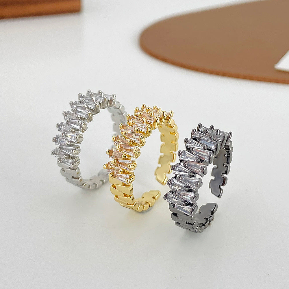 Geometric Female Creative Niche Inlaid High Rings