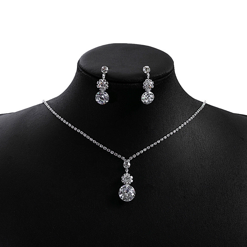 Full Diamond Water Drop Tassel Bridal Accessories Necklaces