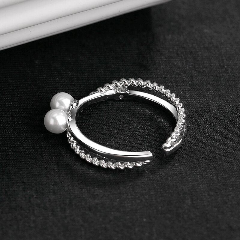 Women's Fashion Personality Affordable Luxury Double Layer Rhinestone Cross Ring