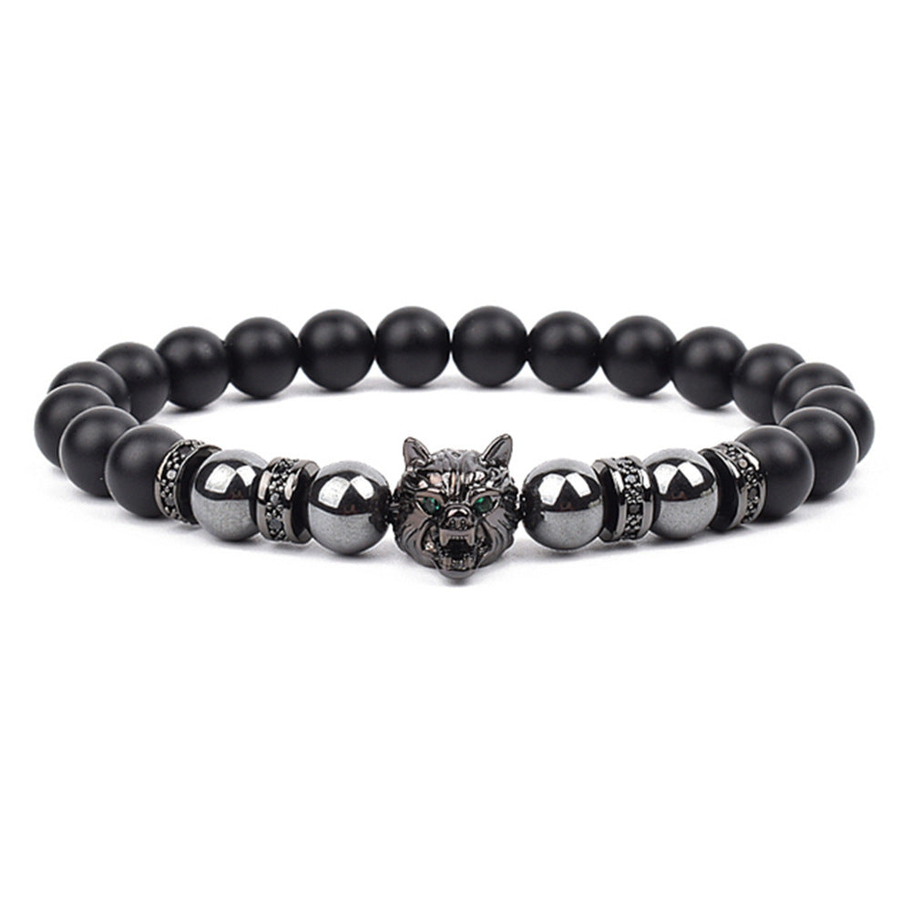 Bracelets en Zircon incrustés de Micro tête de loup dominateur pour hommes