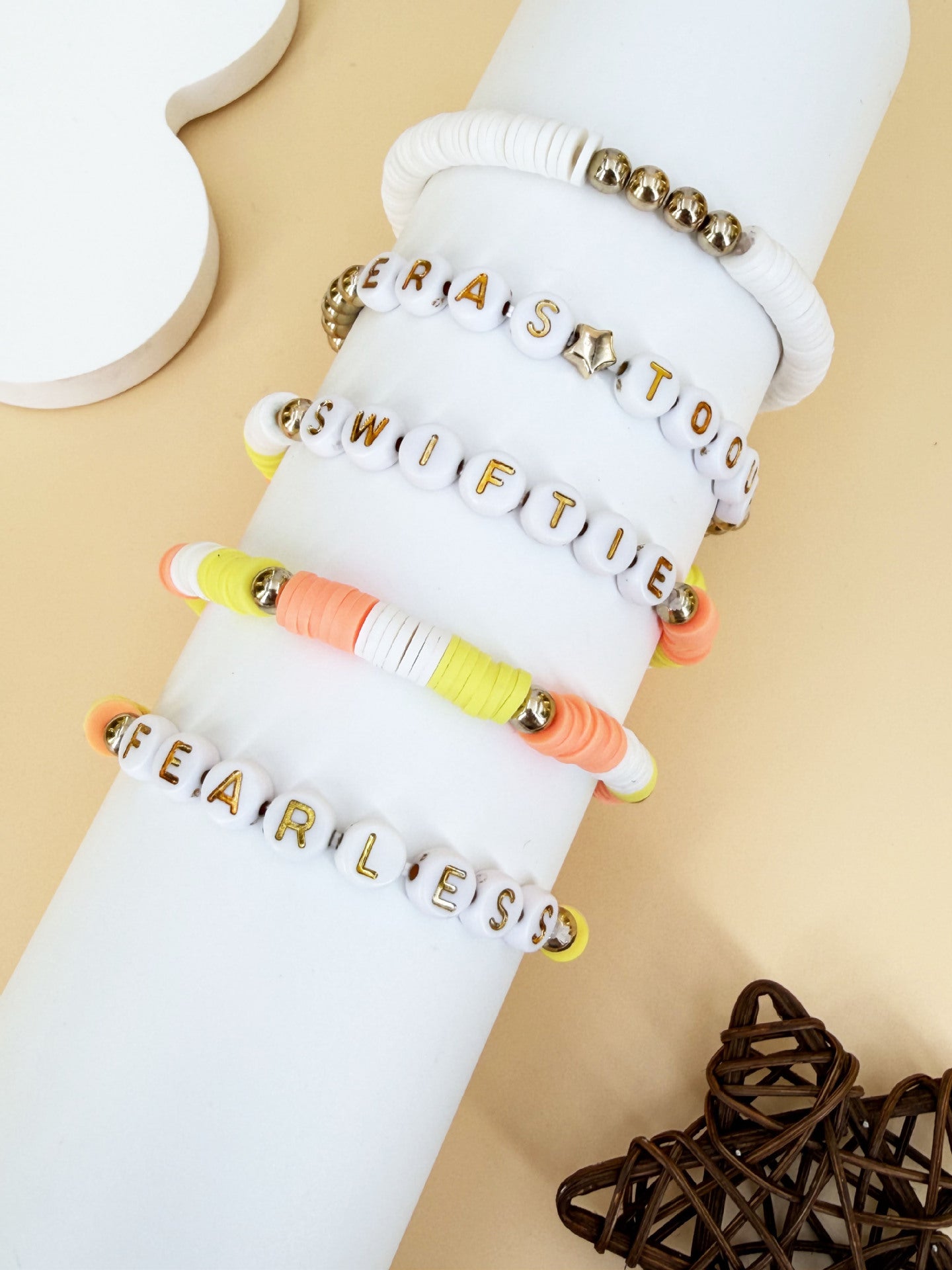 Taylor Fan Stretch Personality Colorful Letters Beaded Bracelet
