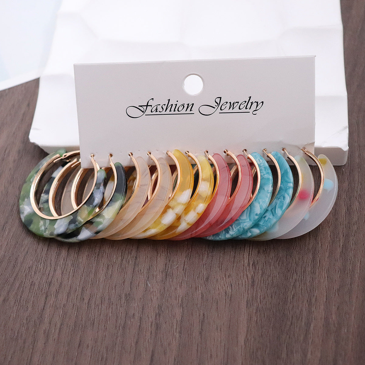 Cellulose Acetate Sheet Shaped Round Female Exaggerated Face Small Earrings