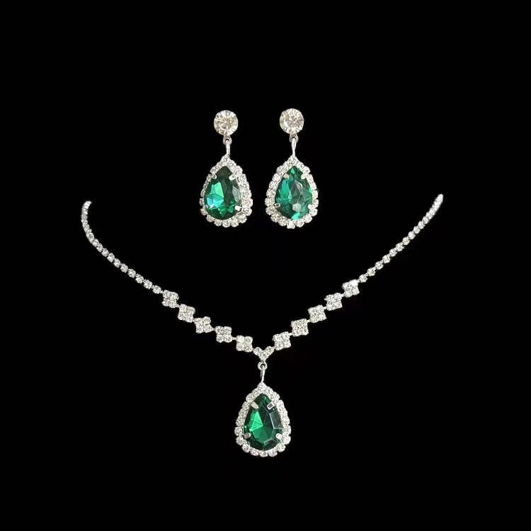 Simple Exquisite Three-piece Full Diamond Clavicle Dinner Jewelry Set
