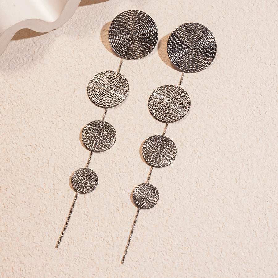 Sier Needle Matte Ear Hook Diamond Design Tassel Light Luxury Earrings