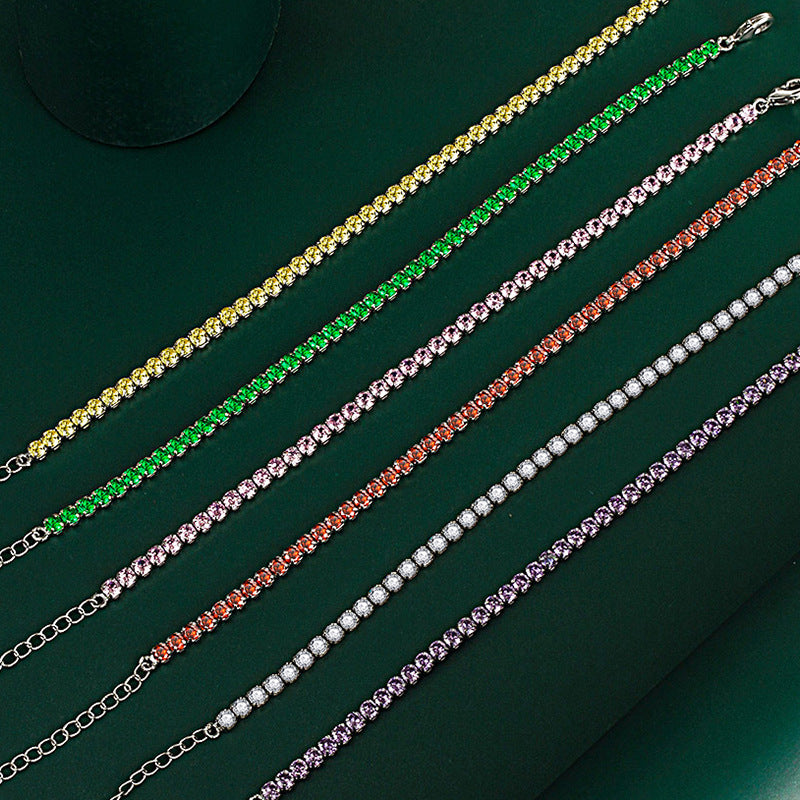 Bracelets en Zircon de couleur réglable pour femmes, ornement à la mode, plein de diamants brillants, roses