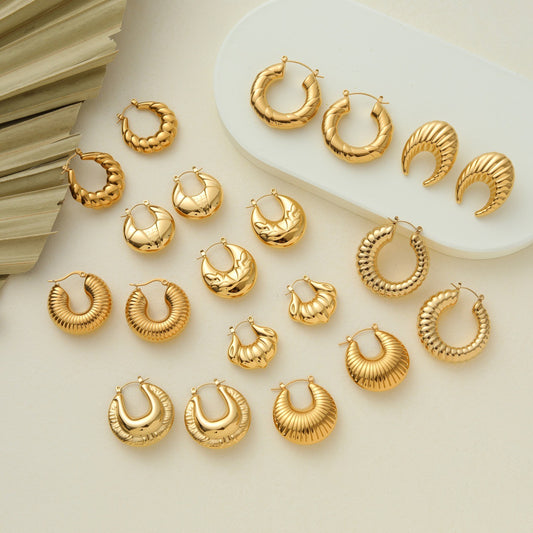 Women's Steel Sweet Cool Vintage Texture Shaped Gold-plated Earrings